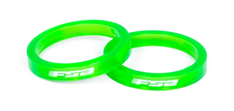FSA 1.1/8 5mm X 10 Polycarbonate Headset Spacers in Green
