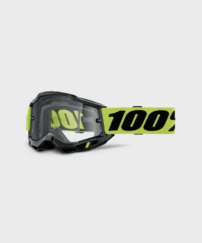 100% Accuri 2 Enduro MTB Clear Lens Goggles in Neon Yellow