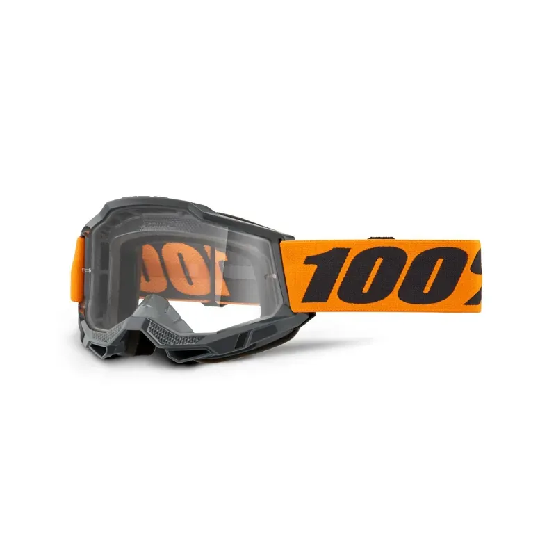 100% Strata 2 Clear Lens Goggles in Neon Orange