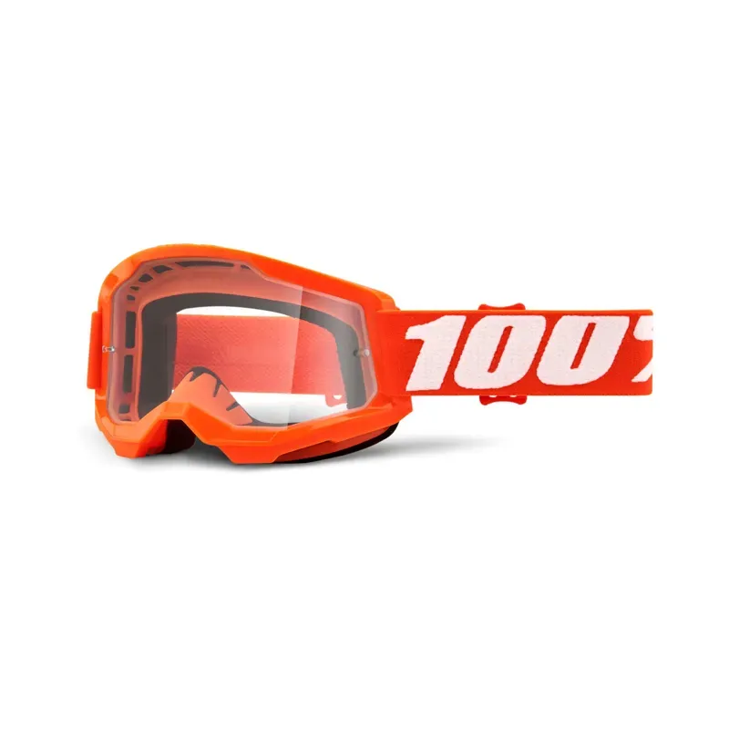100% Strata 2 Clear Lens Goggles in Orange