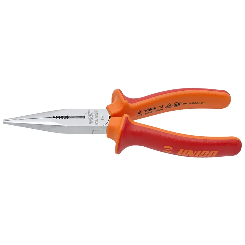 Unior 170mm Straight Long Nose Pliers With Side Cutter And Pipe Grip