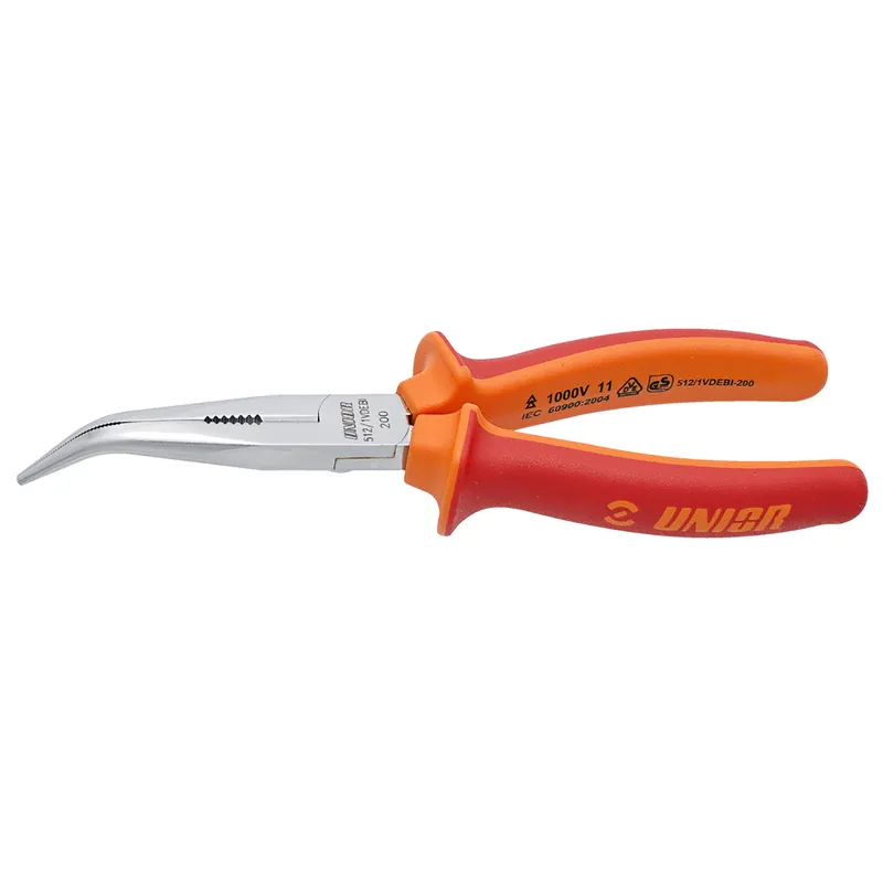 Unior Bent Long Nose Pliers With Side Cutter And Pipe Grip