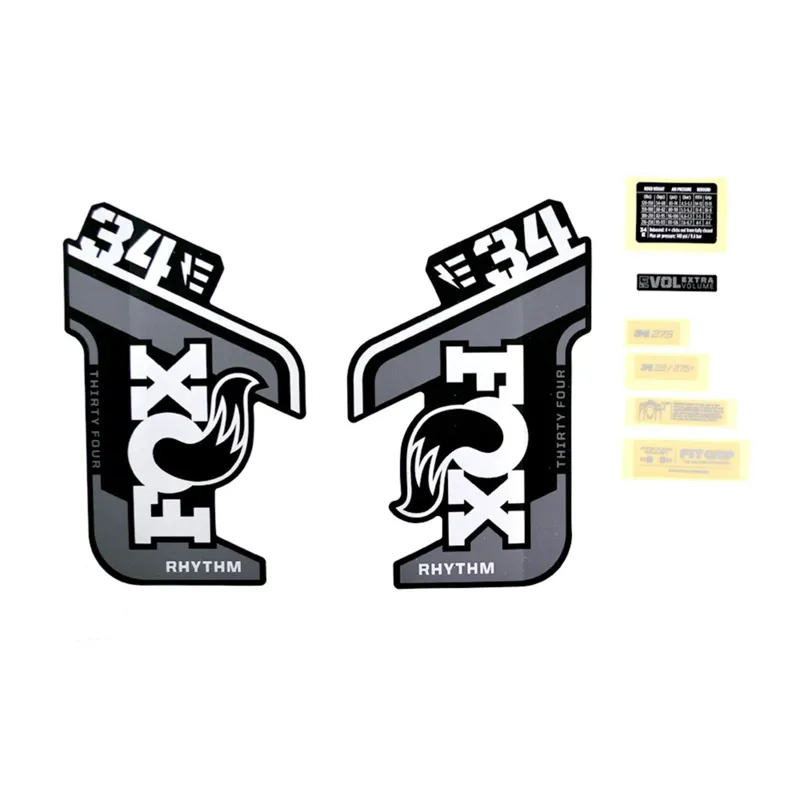 FOX Fork 34 Decal Kit: E-Bike + Rhythm Grey Logo Matte Black 2021