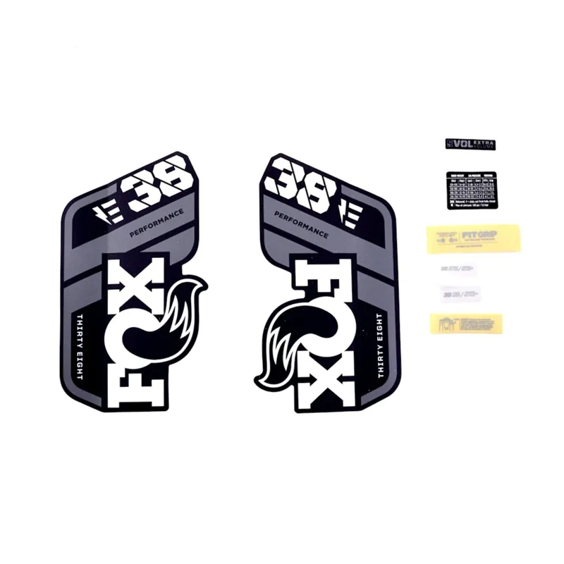 FOX Fork 38 Decal Kit: P-S E-Bike+ Grey Logo Matte Black 2021