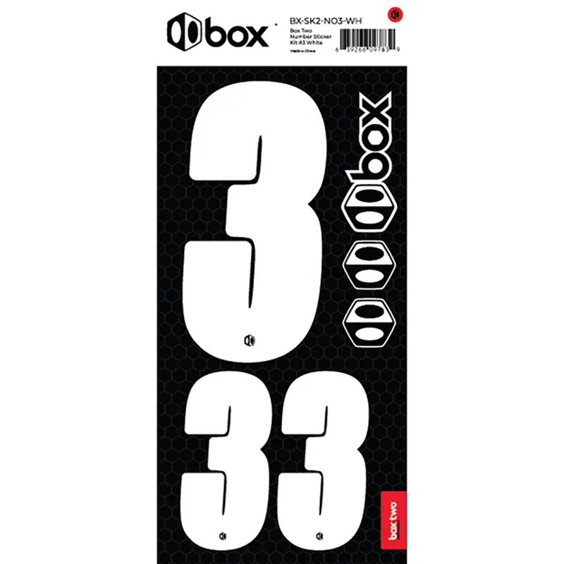 box Two Number Sticker Kits - Number for numberplate - White-3