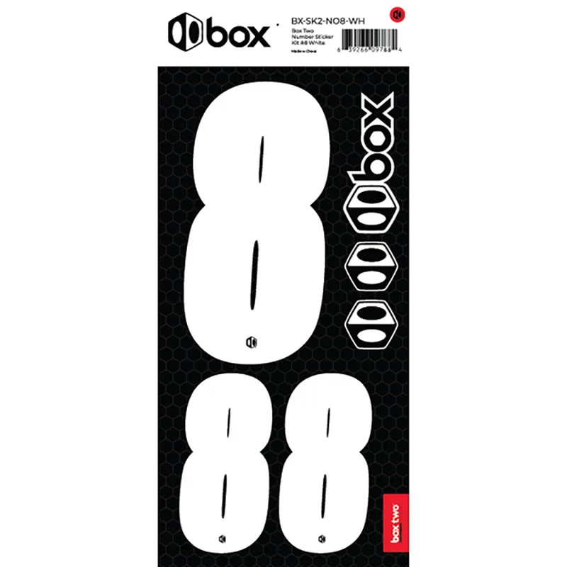 box Two Number Sticker Kits - Number for numberplate - White-8