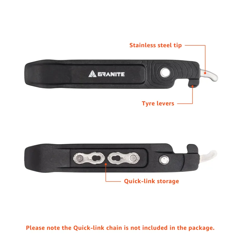 Granite TALON Tyre Lever With Stainless Chain Removing Tips Black-1