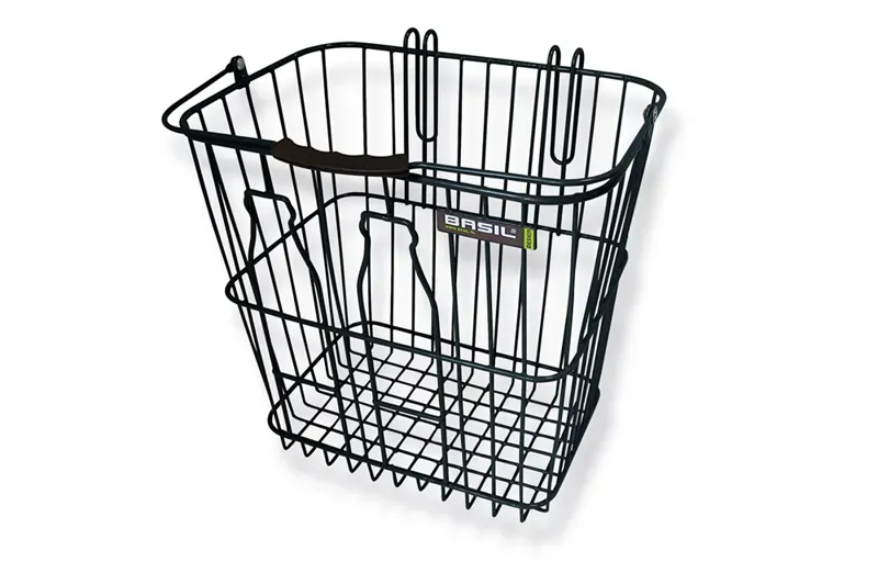Basil Rear Bottle Bike Basket w/Nylon Grip Handle in Black