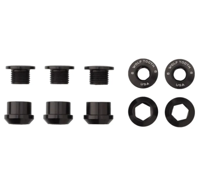 Wolf Tooth 5-pack X1 Chainring Nuts and Bolts in Black