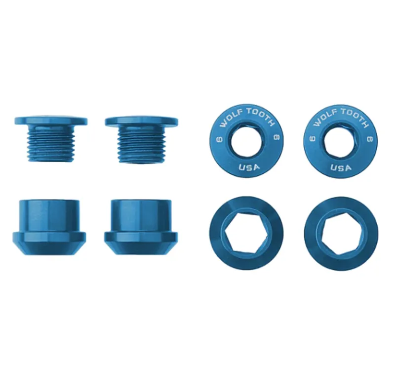 Wolf Tooth 4-pack X1 Chainring Nuts and Bolts in Blue