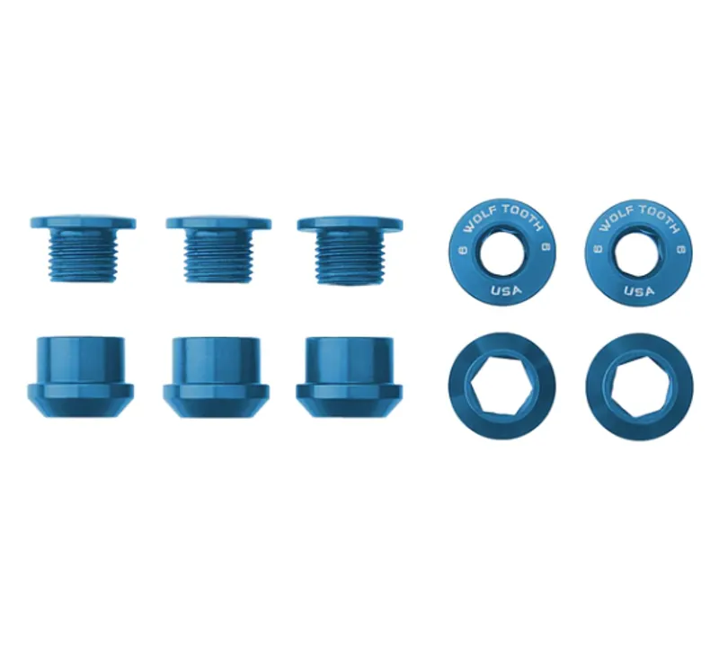 Wolf Tooth 5-pack X1 Chainring Nuts and Bolts in Blue
