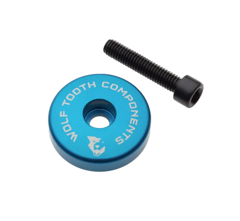 Wolf Tooth Ultralight Stem Cap With Integrated Spacer / Blue