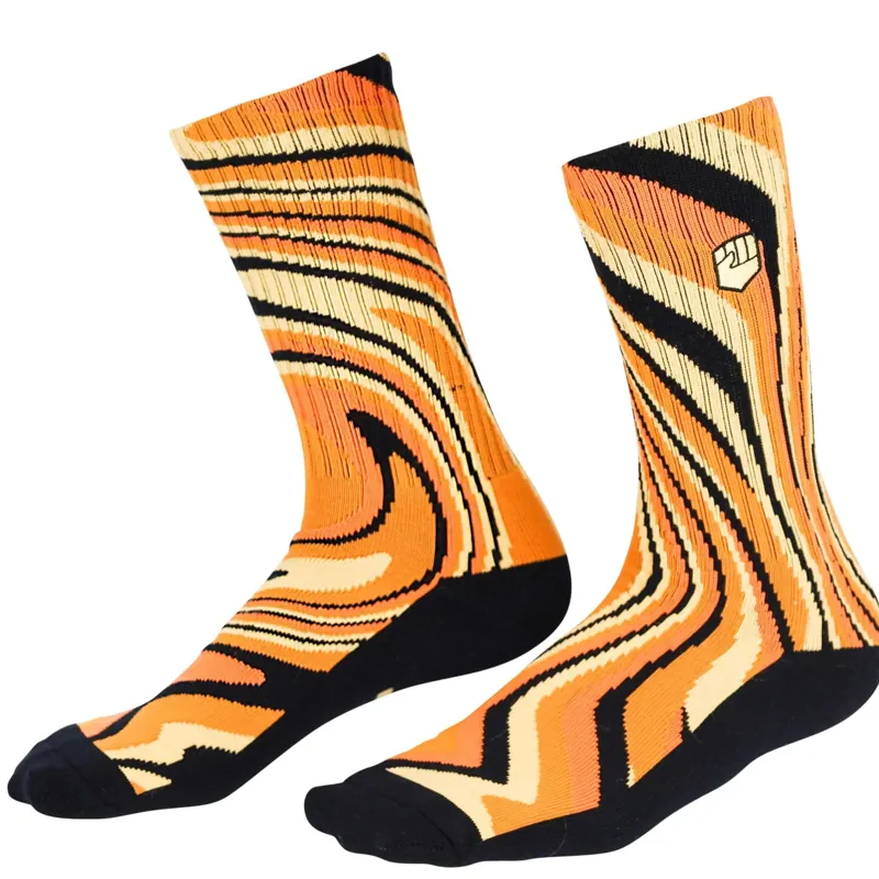 Fist Handwear 70's Swirl Chapter 18 Crew Socks in Orange/White