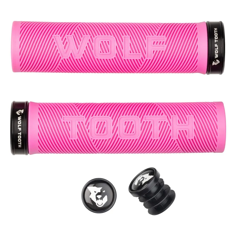 Wolf Tooth Echo Lock-on Mountain Bike Grips in Pink/Black