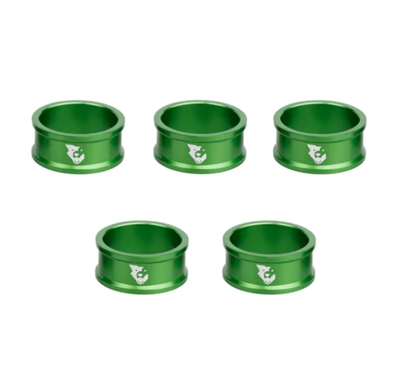 Wolf Tooth 5-pack 15mm Precision Headset Spacers in Green 