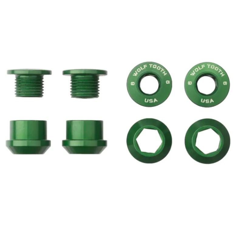 Wolf Tooth 4-pack X1 Chainring Nuts and Bolts in Green