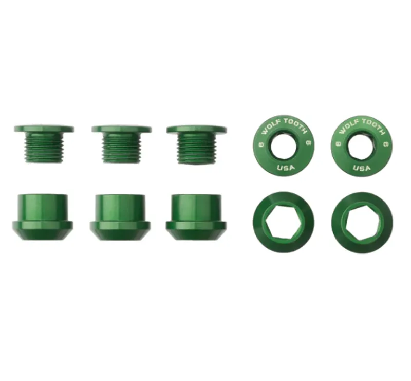 Wolf Tooth 5-pack X1 Chainring Nuts and Bolts in Green