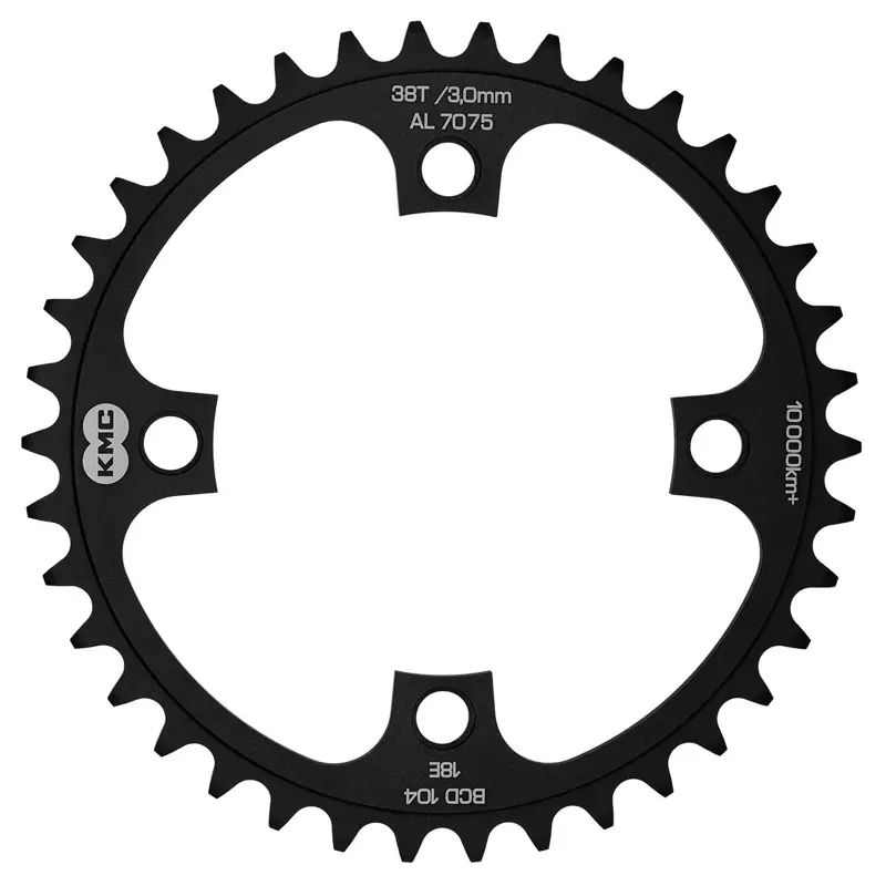 KMC 104pcd 4 Arm Wide Single Speed Chainrings in Black