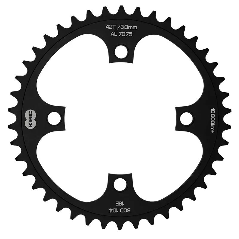 KMC 104pcd 4 Arm Wide Single Speed Chainrings in Black-1