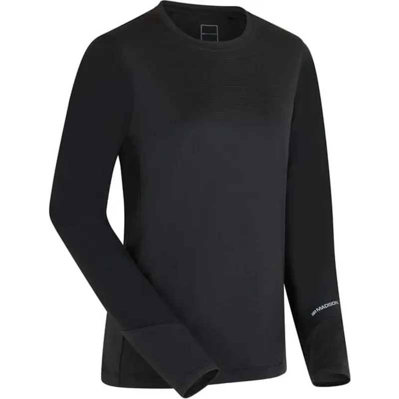 Madison Flux Women's Long Sleeve Trail Jersey black perforated bolts -1