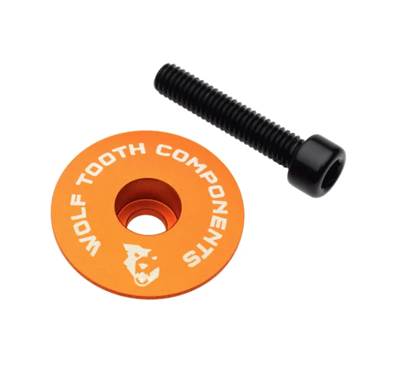 Wolf Tooth Ultralight Stem Cap and Bolt in Orange
