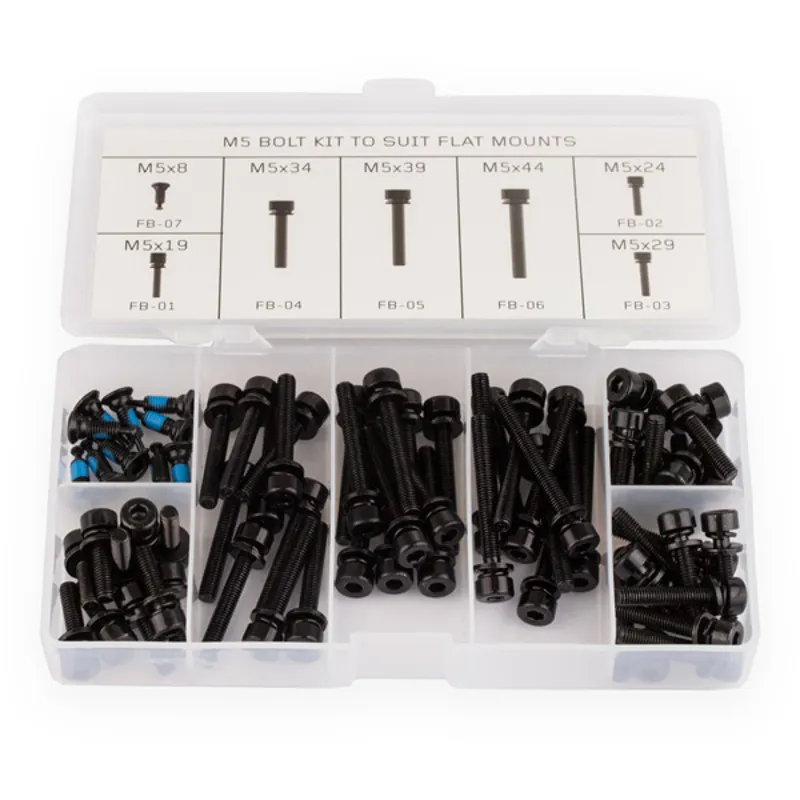 Aztec Flat Mount Bolts Box Of 7 Lengths Black m5