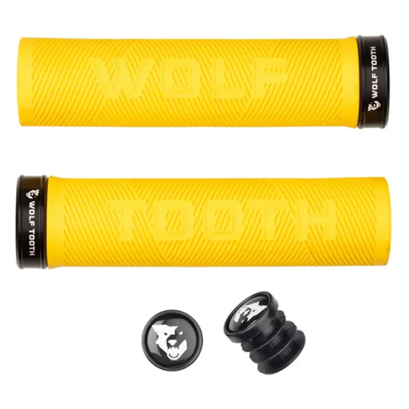 Wolf Tooth Echo Lock-on Mountain Bike Grips in Yellow Black