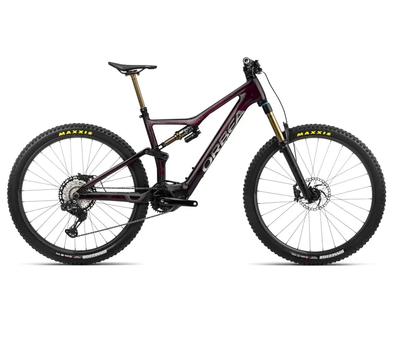 Orbea Rise M-Team Mountain Bike In Wine Red Carbon View/Titanium-2