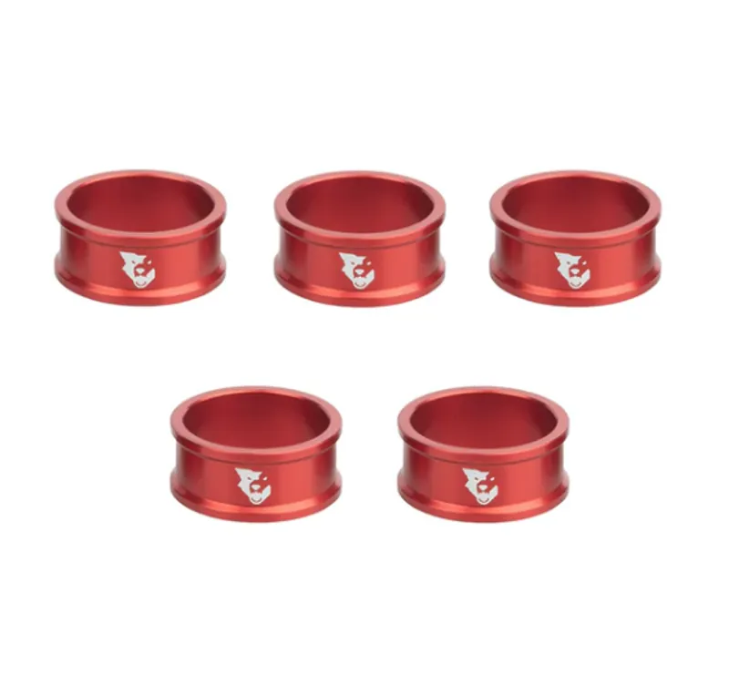 Wolf Tooth 5-pack 15mm Precision Headset Spacers in Red 