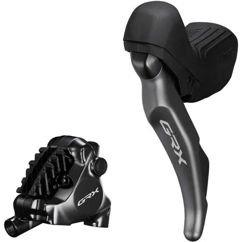 Shimano ST-RX820 GRX 2-speed STI bled with BR-RX820 flat mount calliper left rear