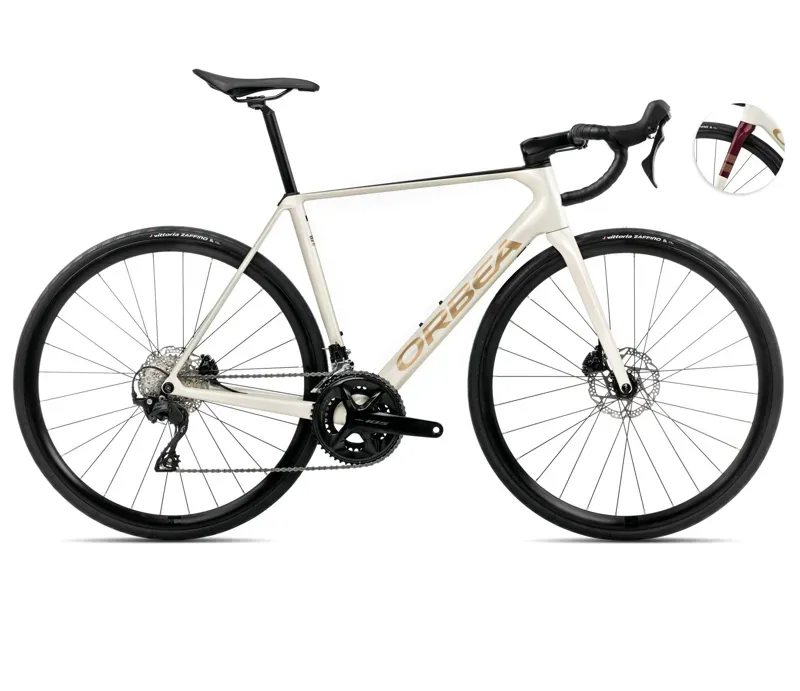 Orbea Orca M30 Road Bike In Ivory White/Burgundy/Vulcano Matt