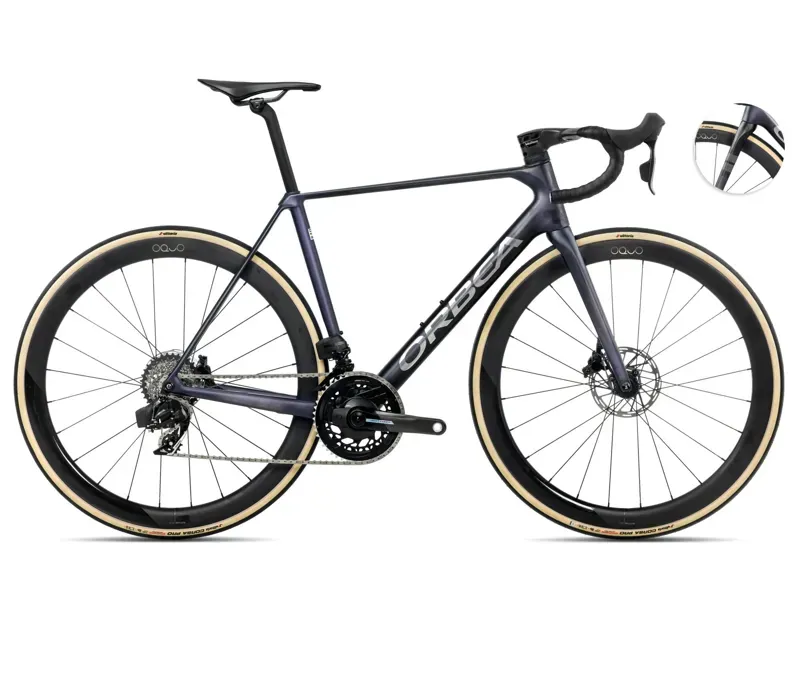 Orbea Orca M21eLtd PWR Road Bike In Tanzanite Matt/Carbon Raw Matt