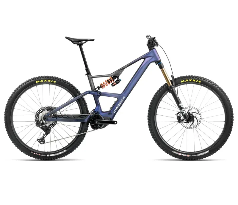 Orbea Rise Lt M-Team 420Wh E-Mountain Bike In Tanzanite Carbon View/Carbon Raw Matt