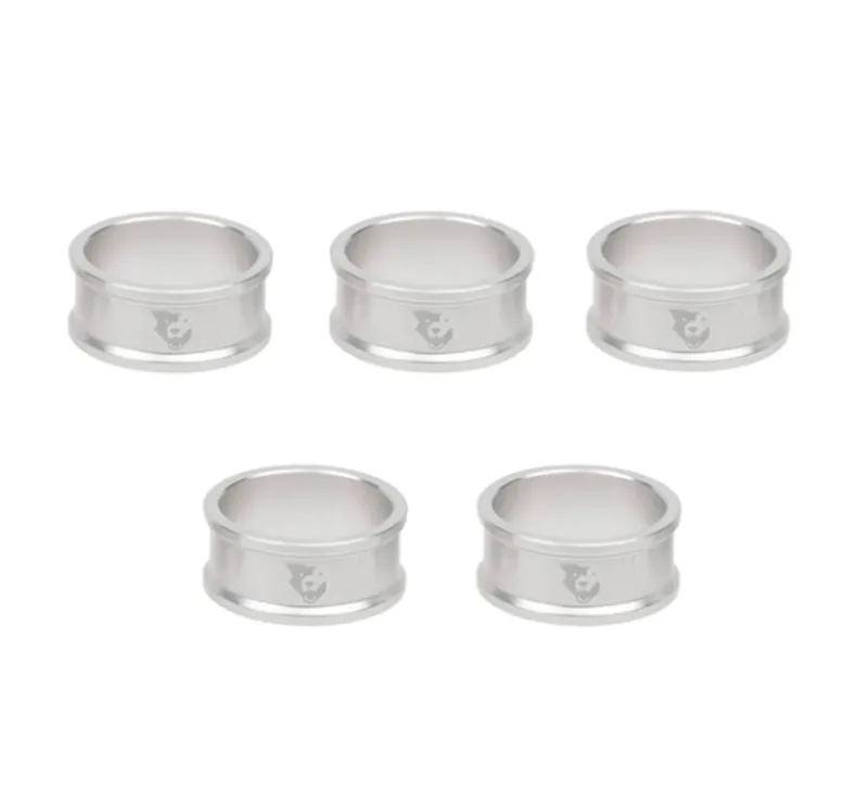 Wolf Tooth 5-pack 15mm Precision Headset Spacers in Silver 