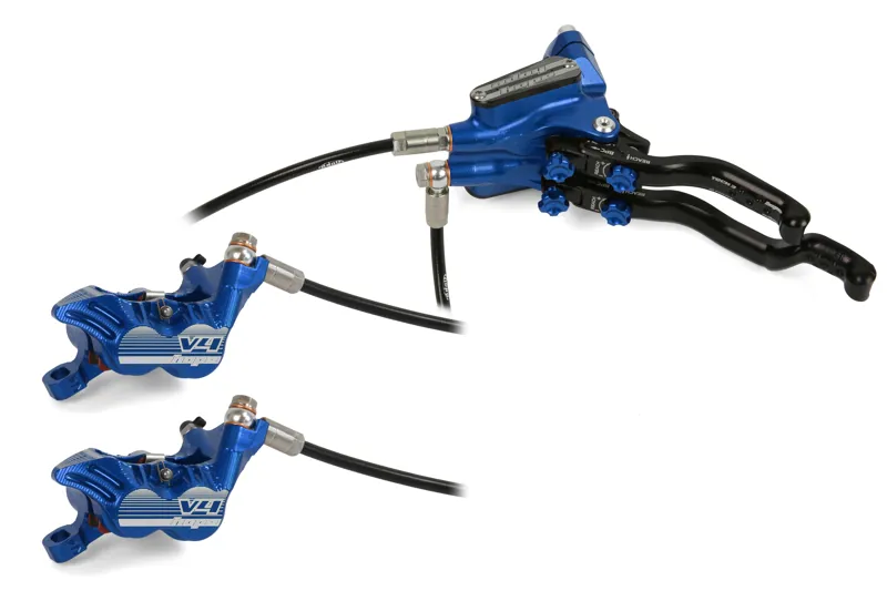 Hope Tech 3 V4 Duo L/H No Rotor Calipers in Blue