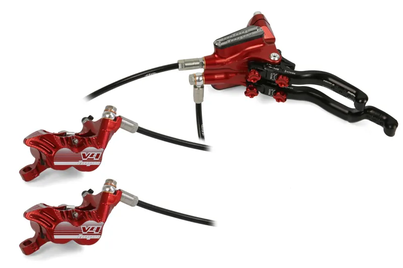 Hope Tech 3 V4 Duo L/H No Rotor Calipers in Red
