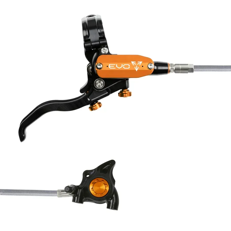 Hope Tech 4 EVO X2 Flatmount - Black/Orange - Braided - No Rotor-1