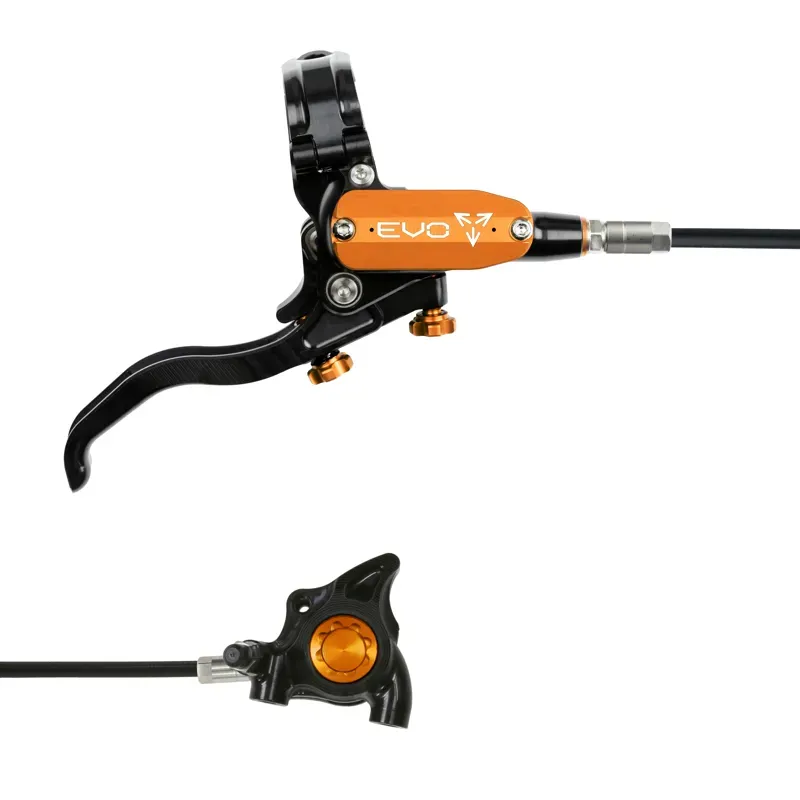 Hope Tech 4 EVO X2 Flatmount - Black/Orange - No Rotor-1