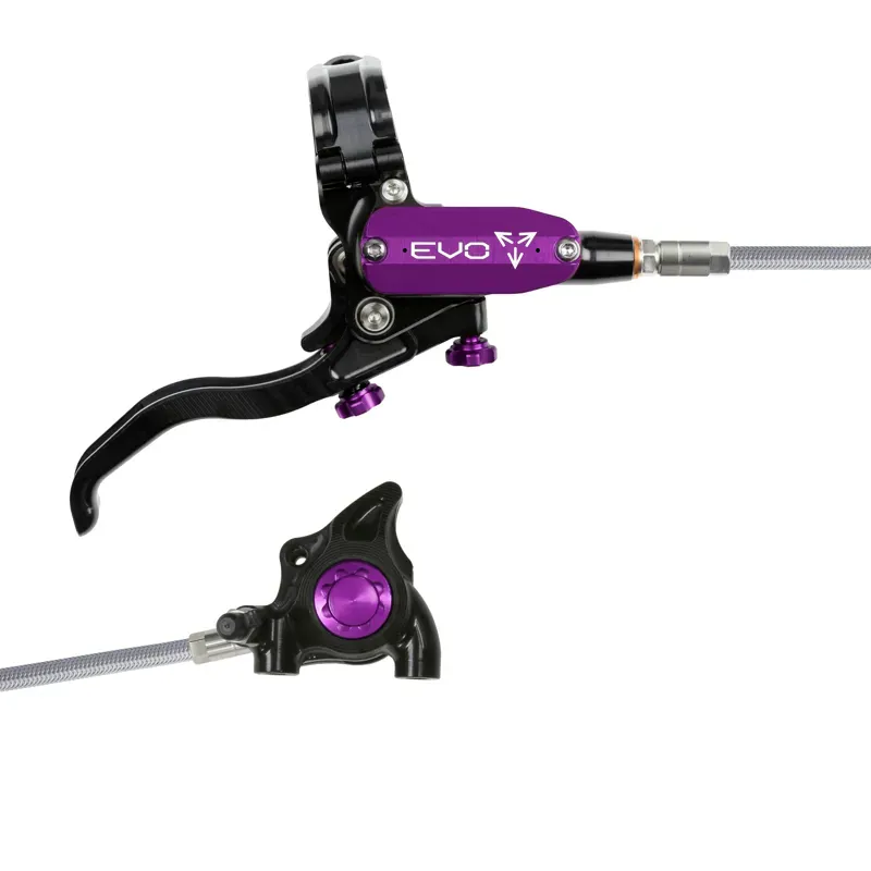 Hope Tech 4 EVO X2 Flatmount - Black/Purple - Braided - No Rotor-1