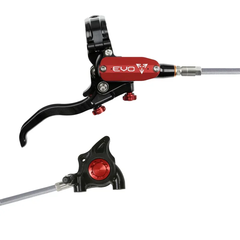 Hope Tech 4 EVO X2 Flatmount - Black/Red - Braided - No Rotor-1