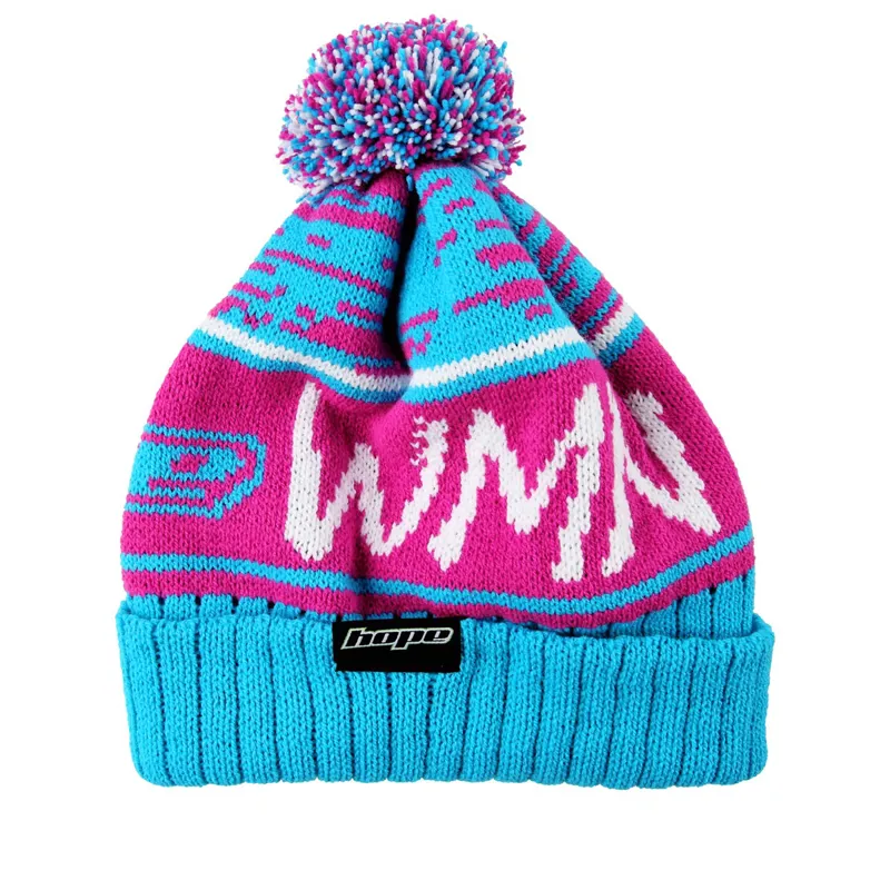 HOPE WMN BOBBLE HAT - Turquoise/Fuschia/ White