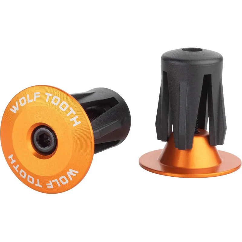 Wolf Tooth Alloy Bar End Plugs in Orange