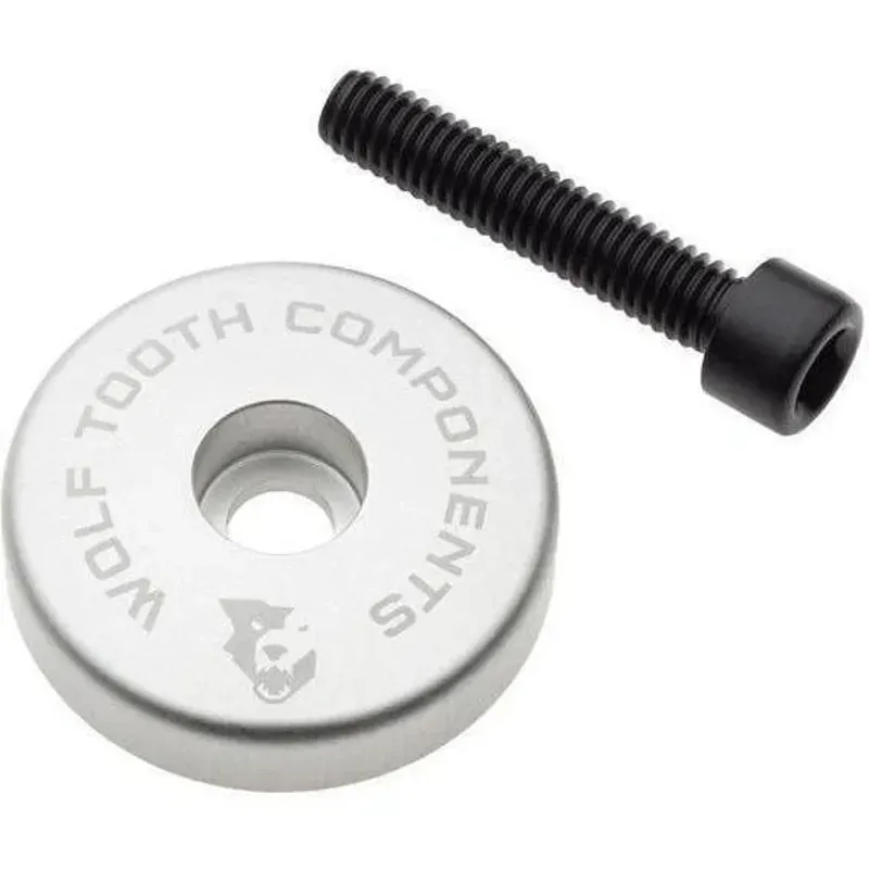 Wolf Tooth Ultralight 5mm Stem Cap w/Integrated Spacer in Raw Silver