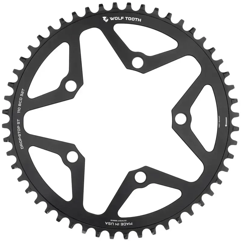 Wolf Tooth 110-bcd Gravel/CX/Road 52-tooth Round Chainring in Black