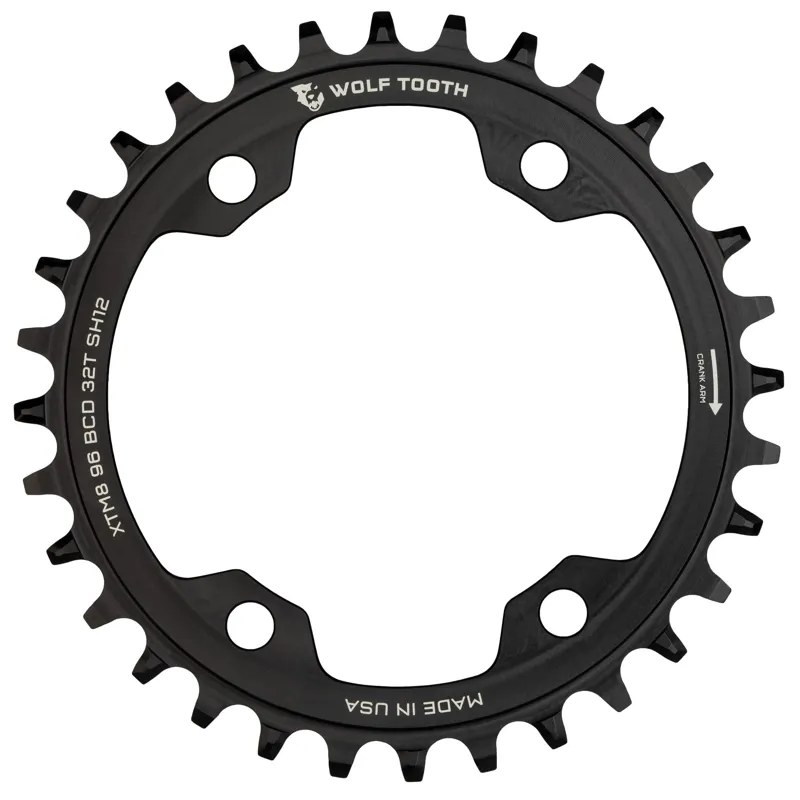 Wolf Tooth 96 BCD Chainring For Shimano 12 Speed Hyperglide / XT M8000 and SLX M7000 drop stop st