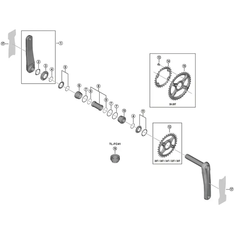 Shimano CHainring FCM9120-B2 38T-BH For 38- 28T Grey 38 teeth-1
