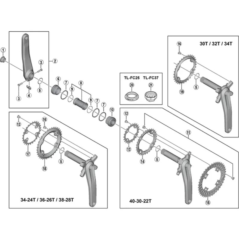 Shimano Chainring FCM7000-3 40T-AN For 40-30- 22T Black 40 teeth-1