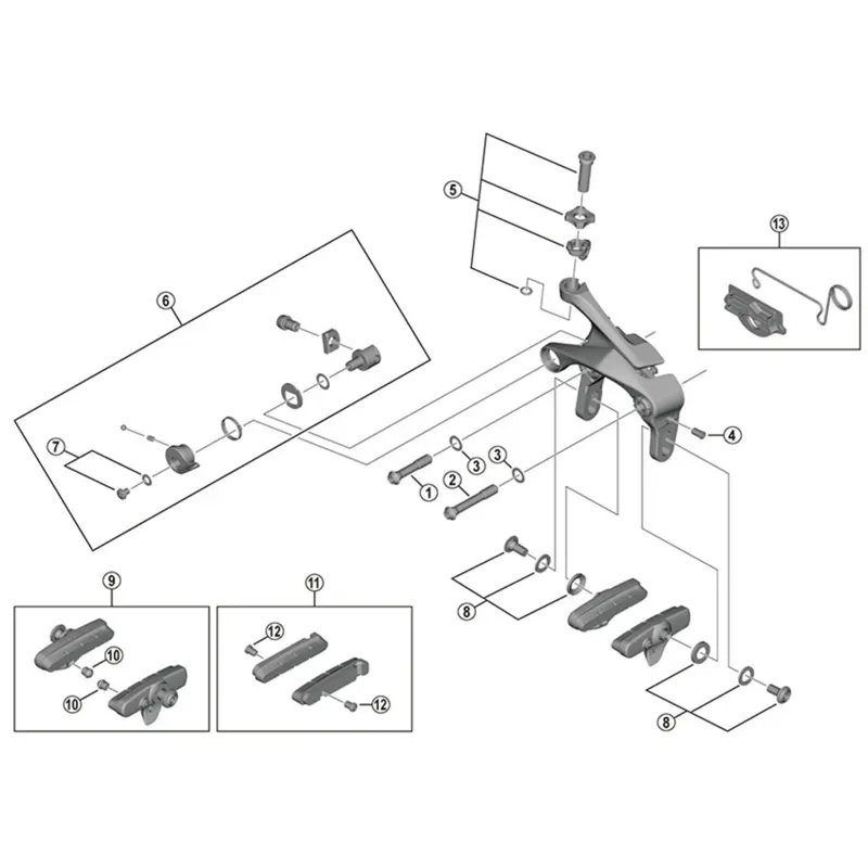 Shimano Brake Pads BRR8110-F/RS811-R R55C4 Shoe Pair Black one size-1