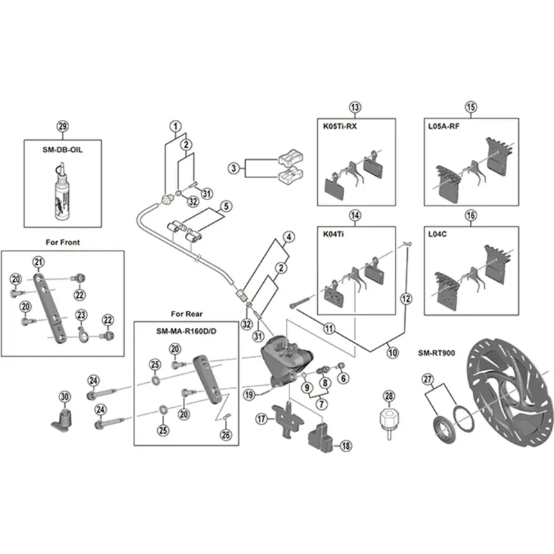 Shimano BRR9170 Pad Axle And Snap Retainer